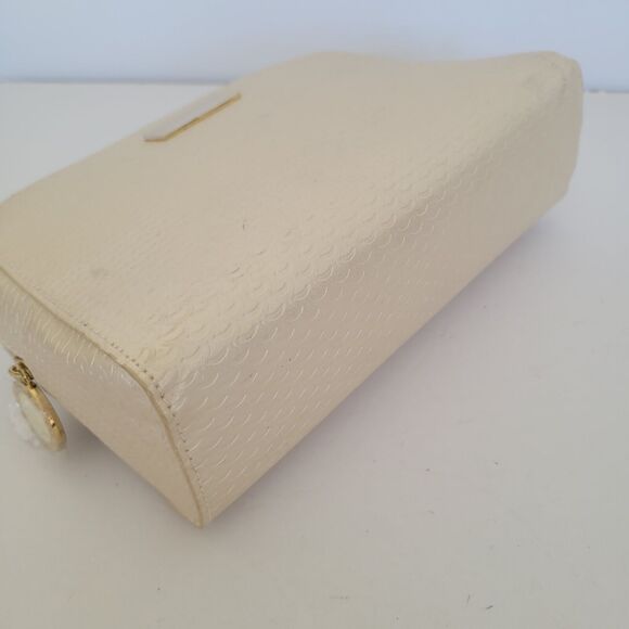 Bulgari Parfums Cosmetic Toiletry Case Champagne Beige Pouch Medium Bag Logo Zip - Picture 8 of 11